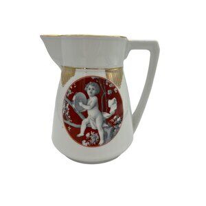 Celebrate Germany Cherub Pitcher Gold Trim 6.25" Porcelain Jug Cupid Art
